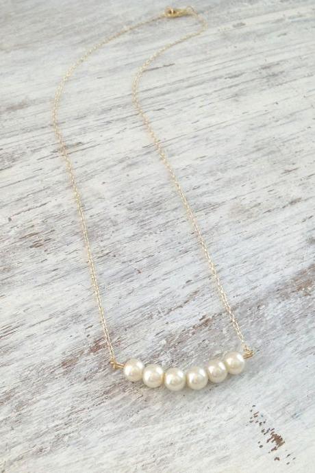 bridesmaid necklace, gold necklace, gift for her, white pearls and gold, gold necklace, weddings - 557