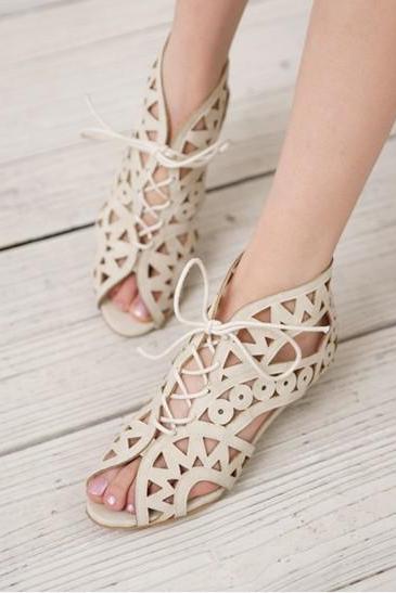 Fashion Lace Hollow Sandals