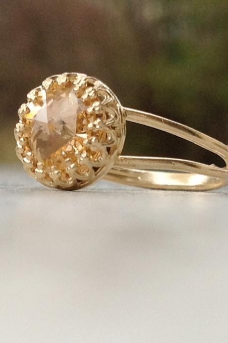 gold ring, birthstone ring, gemstone ring, topaz ring, stacking ring, vintage ring, November birthstone, gold rings, topaz, 10037