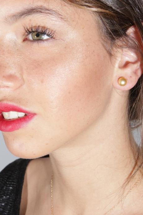 Gold earrings, stud earrings, swarovski stud earring, gold pearl earrings, gold filled stud earrings- 10022