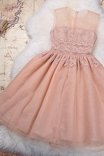 Beaded Lace Dress In Pink