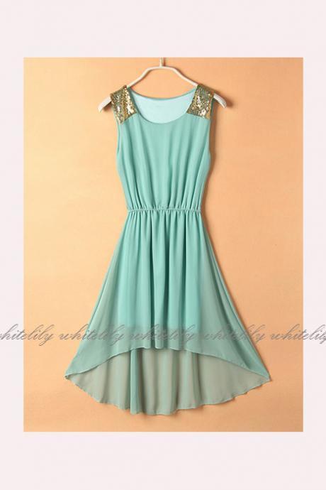 High Low Dress In Green