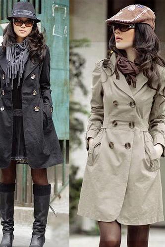 Slim Fit Trench Double-breasted Coat