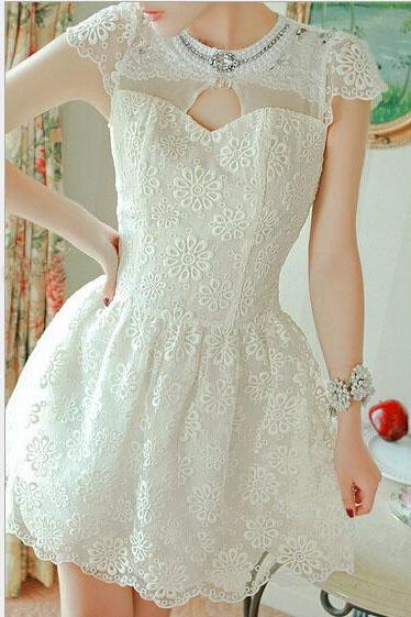 Lace Embroidery Beads Princess Dress #er102614
