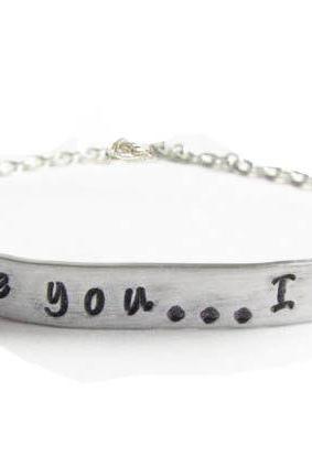 I love you I know Star Wars Quote Hand Stamped Bracelet Silver Plated Chain linked Jewelry