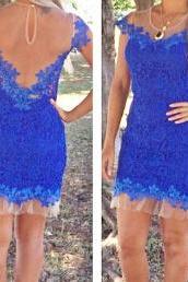 Sexy Net Yarn Stitching Lace Halter Dress #er102716