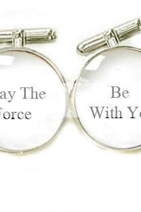 Men Cufflinks May The Force Be With You Personalized Keepsake Gift For Him Guys Wedding Father Cuff Links