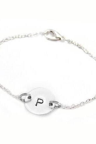 Custom Initial Bracelet Chain Customize Hand Stamped Personalized Circle bracelet