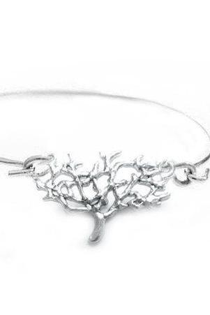 Silver Tree Bracelet Silver Wire Cuff Bangle Wire Wrapped Jewelry