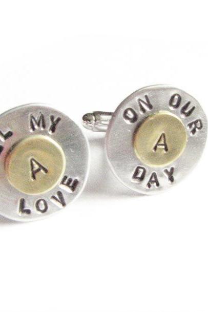 All my love Initial Cufflinks Hand Stamped Men Cuff links personalized keepsake gift for him guys wedding