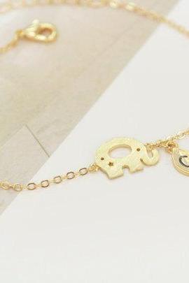 Elephant Bracelet, Royalty Elephant, personalized bracelet, initial elephant bracelet, elephant jewelry