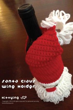 Crochet Pattern Santa Claus Wine Holder For Christmas Winter Holiday - Chart &amp;amp;amp; Written Pattern