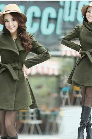 Cultivate One's Morality Thickening In Long Women's Clothing Woolen Cloth Coat