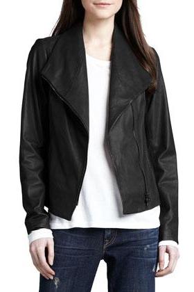 WOMEN'S SHAWL COLLAR LEATHER JACKET WOMENS LEATHER JACKET BIKER LEATHER JACKET WOMENS