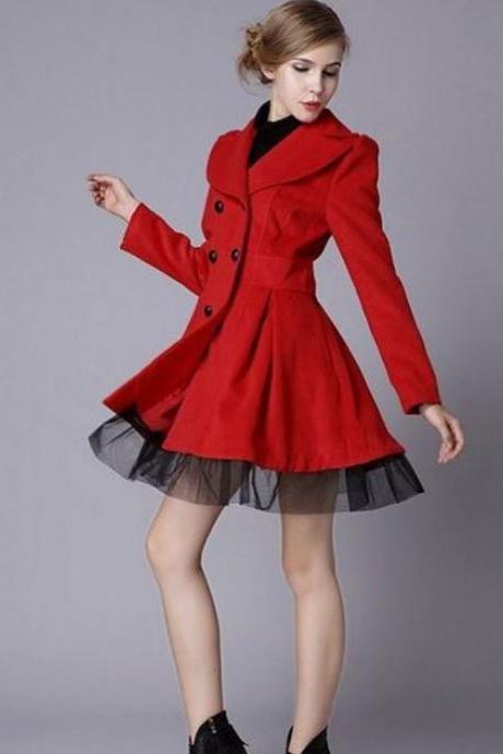 High Quality Wool Coat Fashion Trench Winter Coat For Women-Women Coat Winter Lace Coats