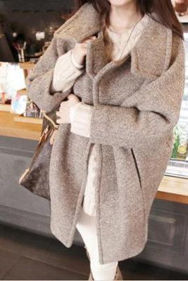 Plus Size Poncho Style Winter Coat Warm Wool Coat Outerwear