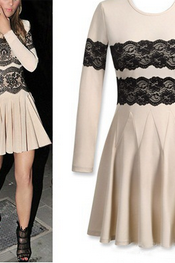 Fashion Lace Long-sleeved Dress Ax103103ax