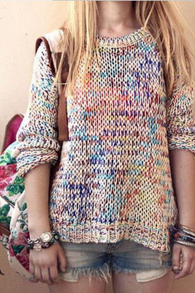 Rainbow Loose Knit Sweater