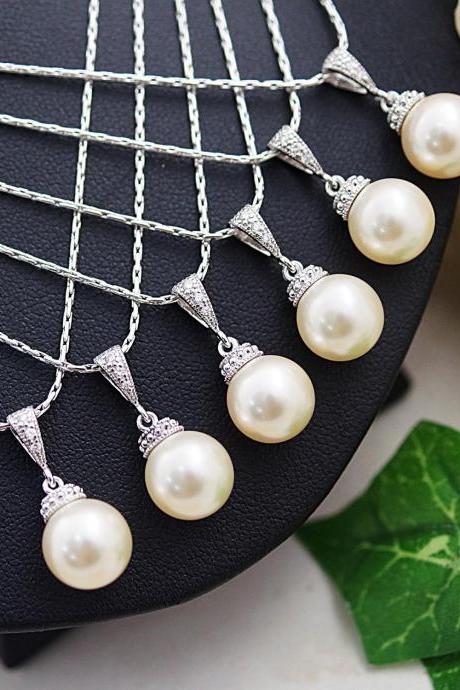 Wedding Jewelry Bridesmaid Gift Bridal Jewelry Bridal Necklace Bridesmaid Necklace Swarovski Pearl Drops Necklace Pearl Jewelry
