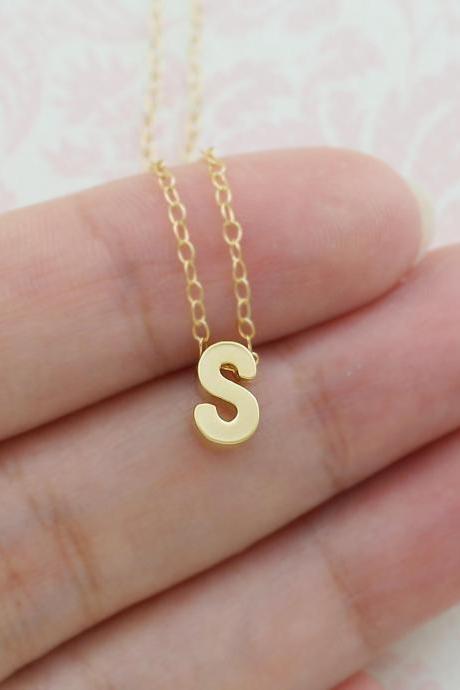 Gold Initial Necklace Gold Filled Chain Personalized Necklace Bridesmaid Necklace Bridesmaids gift Weddings Christmas gift