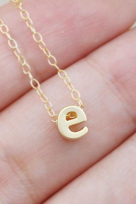 Tiny Gold Initial Necklace Gold Filled Chain Personalized Necklace Bridesmaids gift Weddings Christmas gift