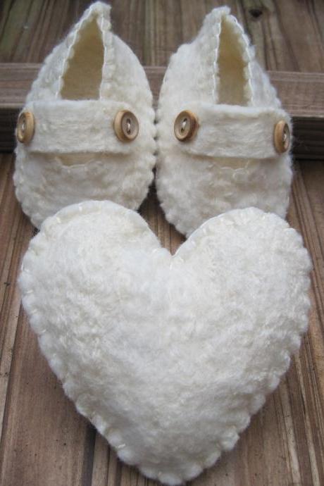 White Baby Shoes - Merino and Silk - 