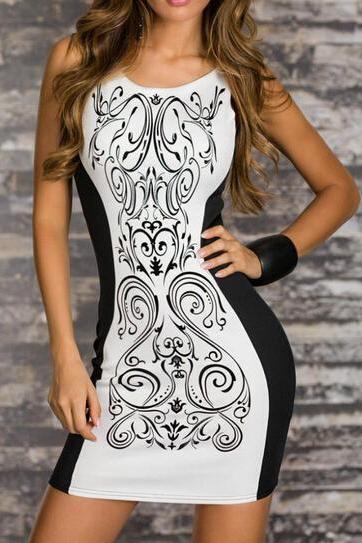Slim Printed Sleeveless Dress #ER110306