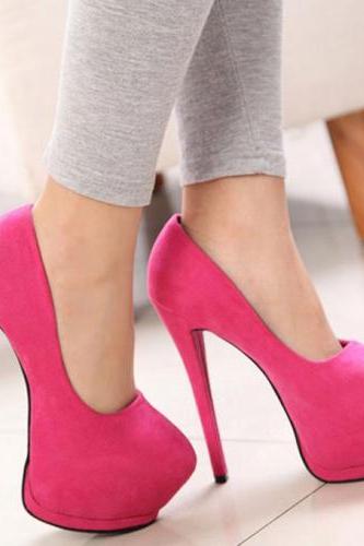 Sexy Stiletto Heels Fashion Shoes in Rose Red
