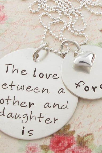 Hand Stamped Mother Daughter Necklace: Personalized Jewelry, Mother Daughter Charm, Mother Daughter Necklace