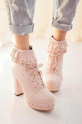 Lovely High Heels with Lace, Stylish High Heel Shoes with Lace, Lace-up High Heels 