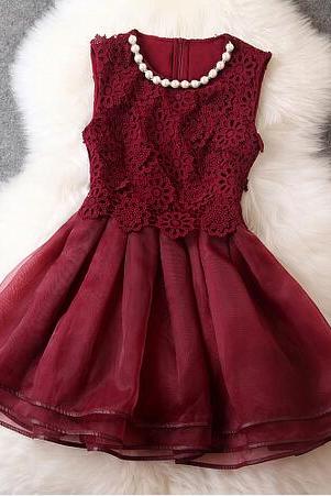 Wine Red Lace Dress