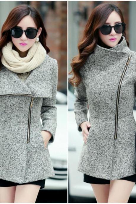 Light Grey Woolen Winter Coat