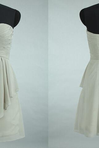 Pretty Simple Knee Length Grey Asymmetrical Hem Sweetheart Bridesmaid Dress, Bridesmaid Dress, Wedding Party Dress, Grey Dress