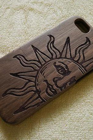 Retro Sun Engraved Iphone Xs Max Xr X 8 7 7plus 6s Plus 6s 6 6 Plus 5 5s 5c Wood Casegifts For Boyfriend ,gifts,personalized,wooden Case
