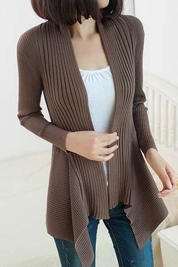 Fashion Essential Long Sleeve Cardigans for Woman - Coffee