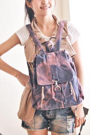 Fashion Cowboy Style Simple Zip Denim Backpack