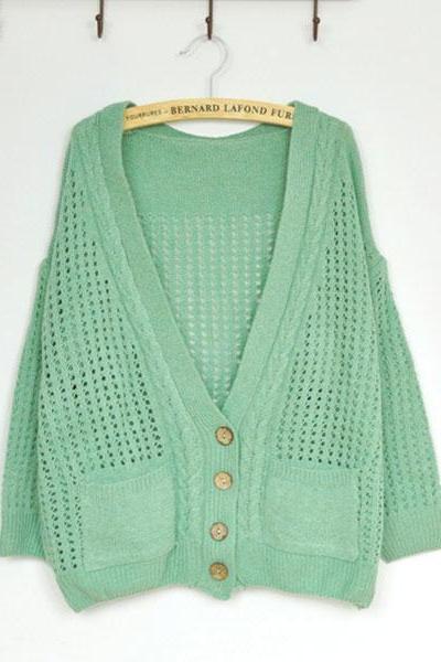 Unique Fresh Floral Crochet Cardigan - Green