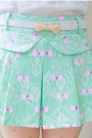 Bow Pattern Lace Skirt (with Belt ) AECACI