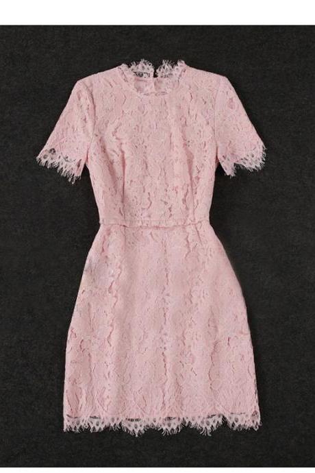 Elegant Flower Lace Pink Dress