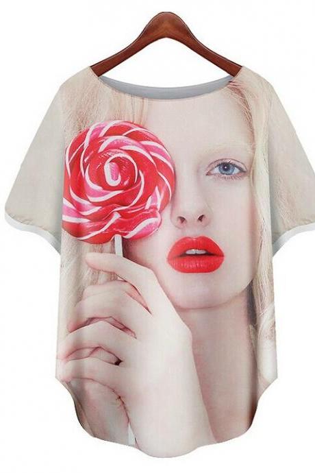 Rose Print Chiffon Shirt T-shirt ED62613