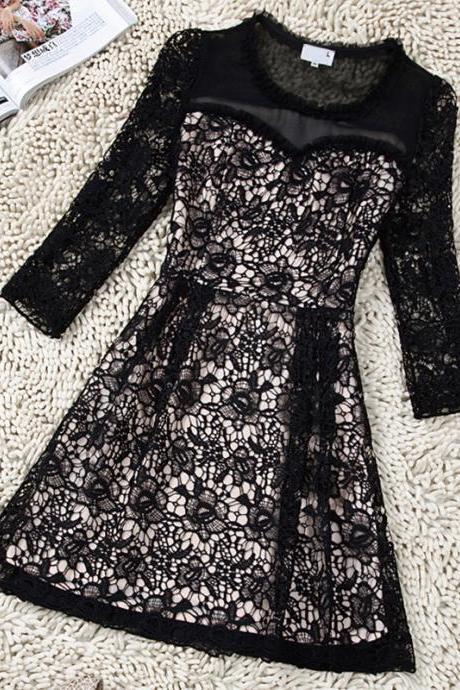 Slim Lace Perspective Dress #BA808FB