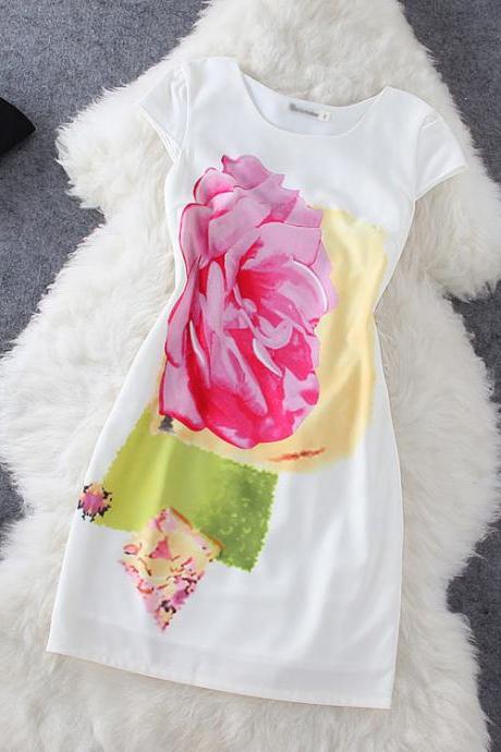 White Roses Printed Dress FD715B