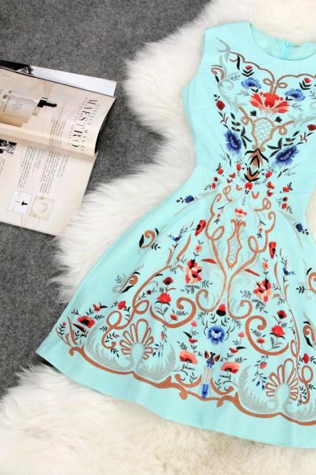 Printing Slim Sleeveless Dress