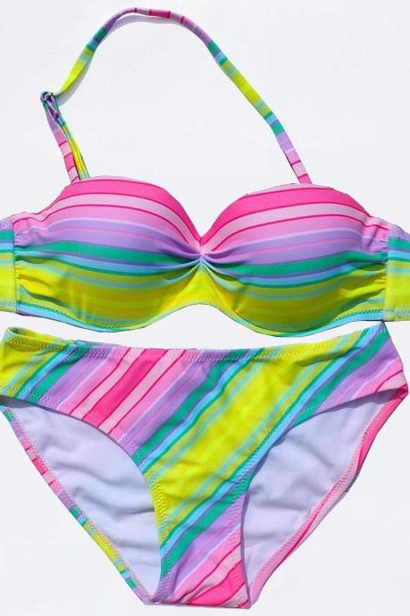 Sexy Rainbow Striped Swimsuit