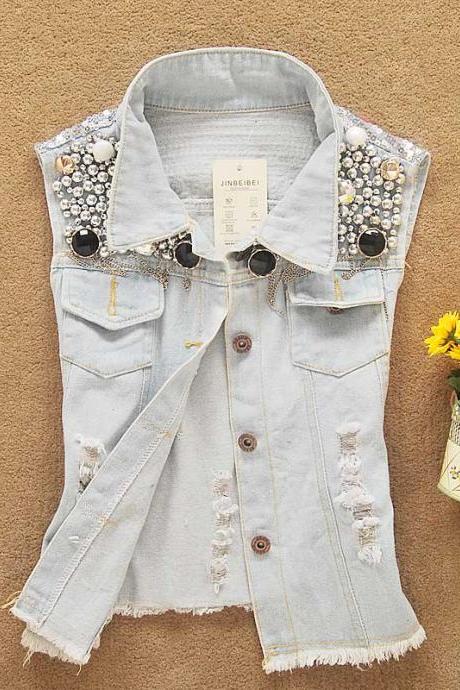 Slim Sleeveless Vest Shirt Jacket