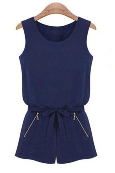 Slim Solid Color Sleeveless Fashion Casual Jumpsuit