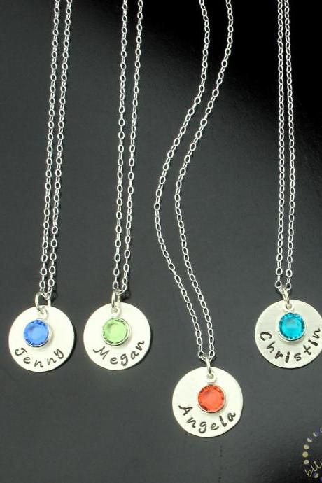 Sterling silver necklace birthstone charm personalized jewelry name pendant