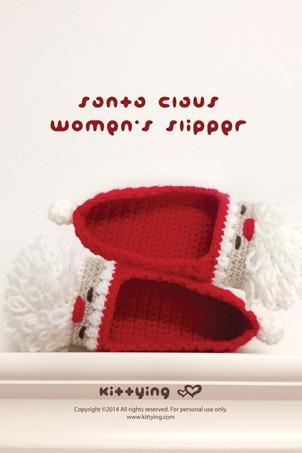 Santa Claus Women&amp;amp;#039;s Slipper Crochet Pattern For Christmas Holiday By Kittying
