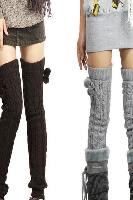 Knitting Overthe Knee Barreled Socks Leggings Legwarmer