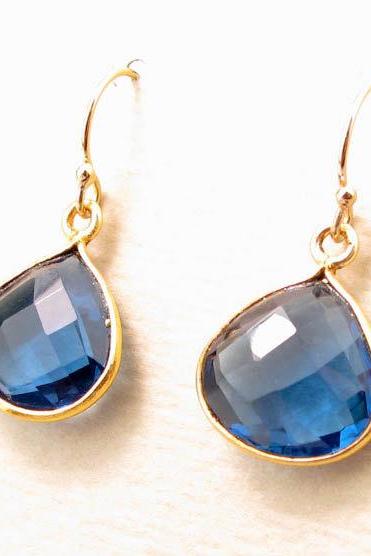 London blue topaz earrings gemstone teardrop gold earrings